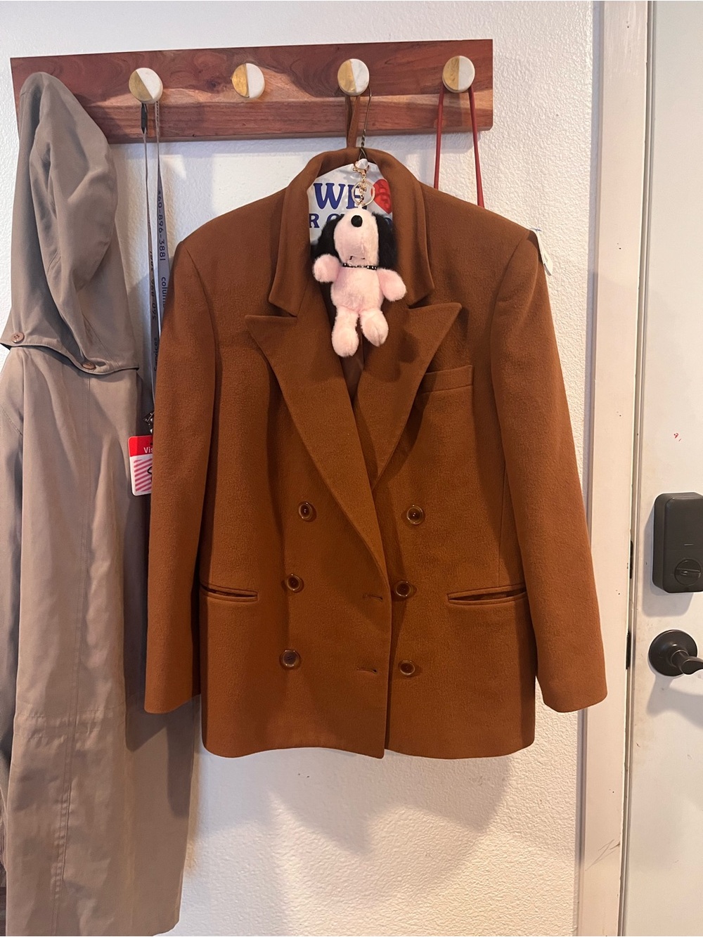 Women's Double-Breasted Tan Blazer Jacket